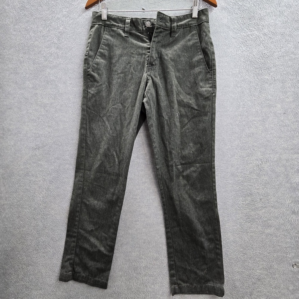 Volcom Men Pants 28 Gray Chino A1131S3I Button Zipper 27" Inseam Logo